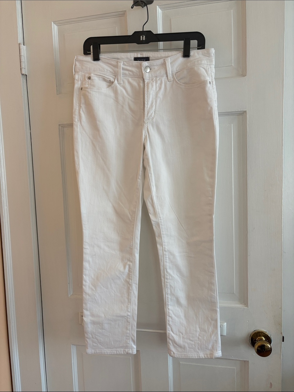 NYDJ White Ankle Crop Slim Straight Jeans